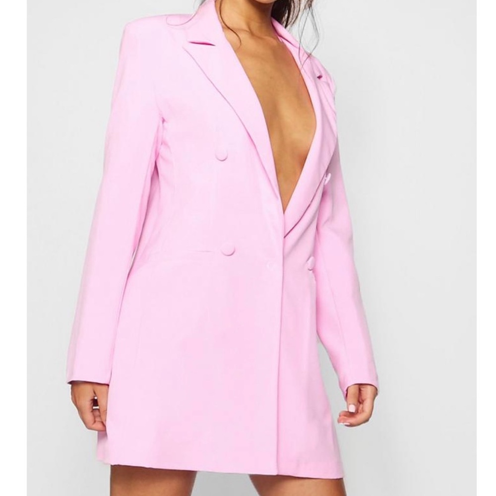 Boohoo Pink Blazer Dress